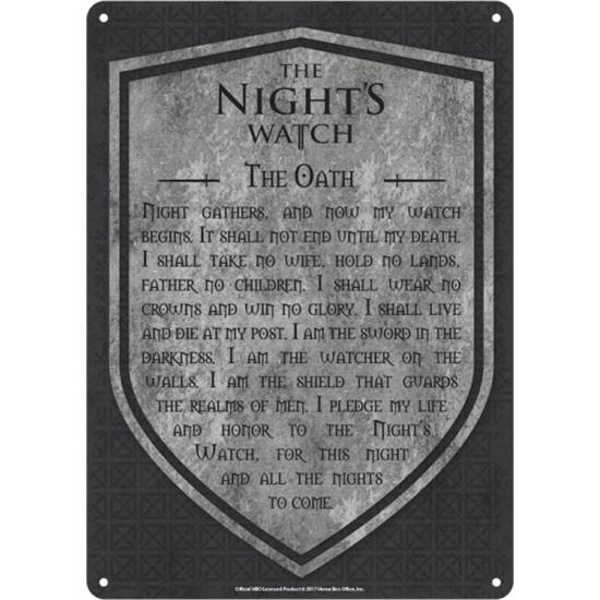 Game Of Thrones: Game of Thrones Tin Sign Nights Watch 21 x 15 cm