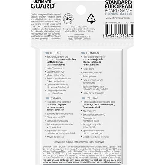 Diverse: Ultimate Guard Premium Soft Sleeves for Board Game Cards Standard European (50)