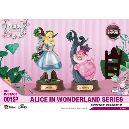 Disney: Cheshire Cat & Alice Mini Diorama Stage Statue 10 cm 2-pack Candy Color Special Edition 