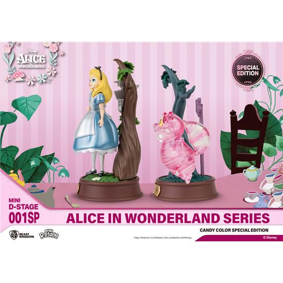 Disney: Cheshire Cat & Alice Mini Diorama Stage Statue 10 cm 2-pack Candy Color Special Edition 