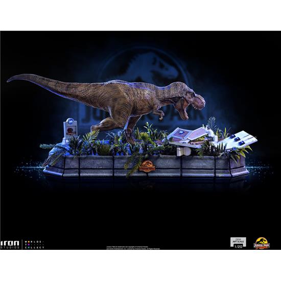 Jurassic Park & World: T-Rex attacks Donald Gennaro Statue 1/20 30 cm