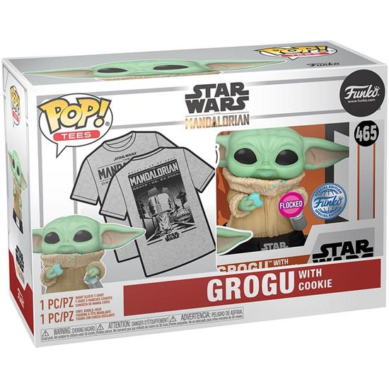 Star Wars: Grogu w/Cookie Flocked POP! & Tee Box
