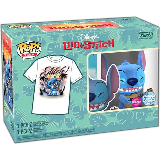 Lilo & Stitch: Stitch w/Ukelele (Flocked) POP! Disney Vinyl Figur POP! & Tee Box