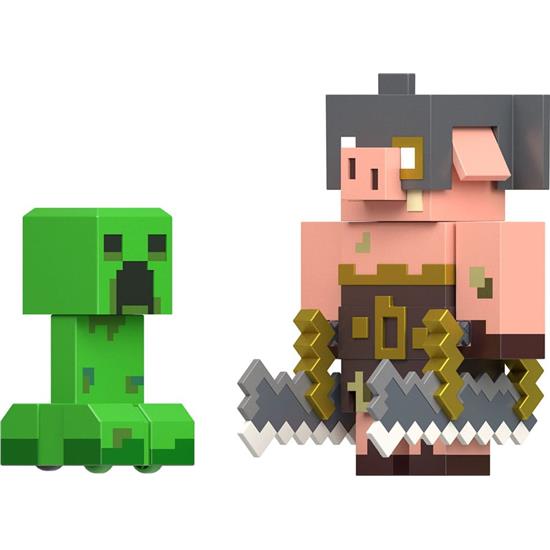 Minecraft: Creeper vs Piglin Bruiser Legends Action Figure 2-Pack 8 cm