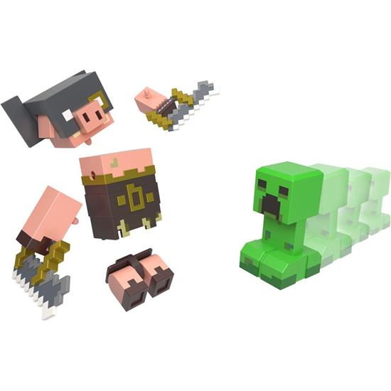Minecraft: Creeper vs Piglin Bruiser Legends Action Figure 2-Pack 8 cm