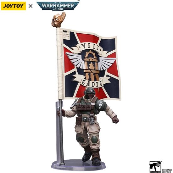 Warhammer: Astra Militarum Cadian Command Squad Veteran with Regimental Standard Action Figure 1/18 12 cm