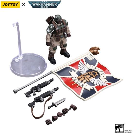 Warhammer: Astra Militarum Cadian Command Squad Veteran with Regimental Standard Action Figure 1/18 12 cm