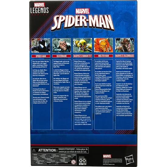 Spider-Man: Spider-Man, Silvermane, Human Fly, Molten Man, Razorback Legends Action Figursæt 5-Pak