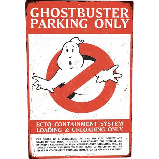Ghostbusters: Ghostbusters Parking Only Tin Skilt