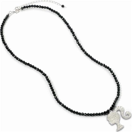 Barbie: Barbie Silhouette on Black Onyx Bead Halskæde (Sterling Silver)