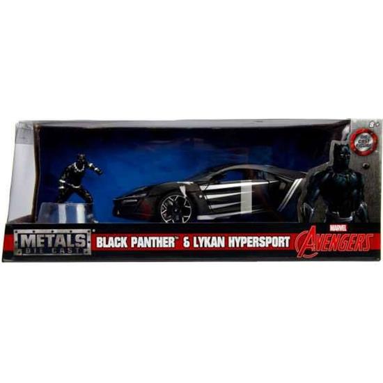 Black Panther: Marvel Diecast Model 1/24 Black Panther & 2017 Lykan Hypersport