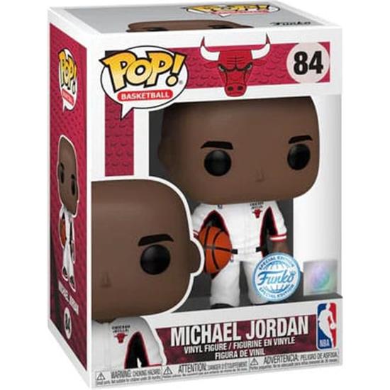 NBA: Michael Jordan (Bulls White Warmup) Exclusive POP! Sports Vinyl Figur (#84)