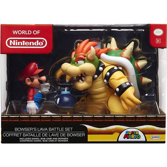 Super Mario Bros.: World of Nintendo Action Figure 3-Pack Mario vs. Bowser Lava Battle 6-15 cm
