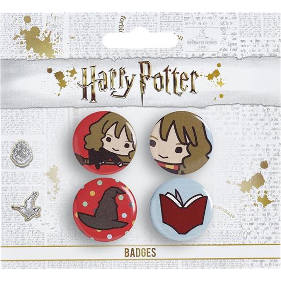 Harry Potter: Hermione & Sorting Hat & Book Cutie Button Badge 4-Pack