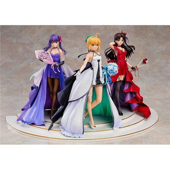 Manga & Anime: Saber, Rin Tohsaka and Sakura Matou 15th Celebration Dress Ver. PVC Statues 1/7