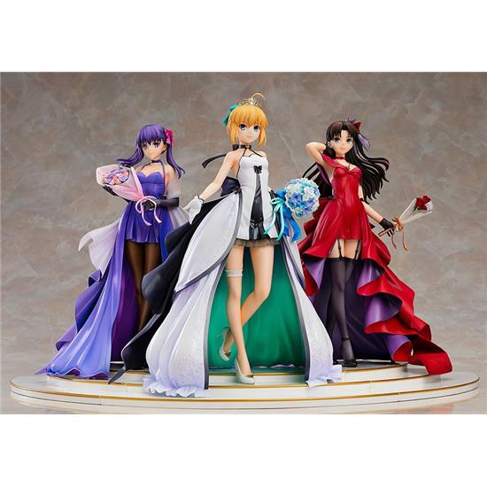 Manga & Anime: Saber, Rin Tohsaka and Sakura Matou 15th Celebration Dress Ver. PVC Statues 1/7