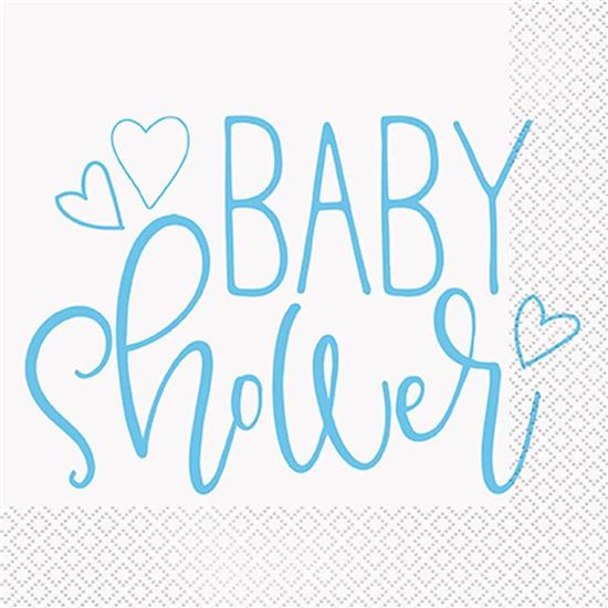 Diverse: Blå Baby shower Servietter 16 styk