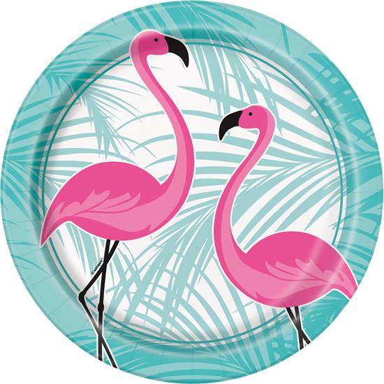 Hawaii og Flamingo: Flamingo Paptallerkener 21 cm 8 styk