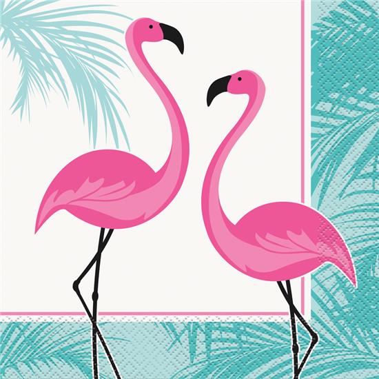 Diverse: Flamingo Servietter 33 x 33 cm 16 styk