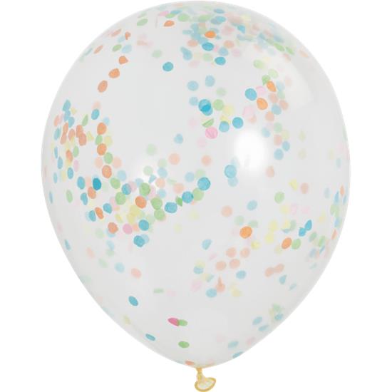 Diverse: Latex ballon med Multifarve Konfetti 30 cm 6 styk