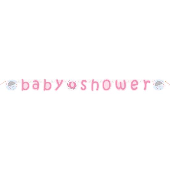 Diverse: Baby shower Lyserød elefant Pap Banner 160 cm