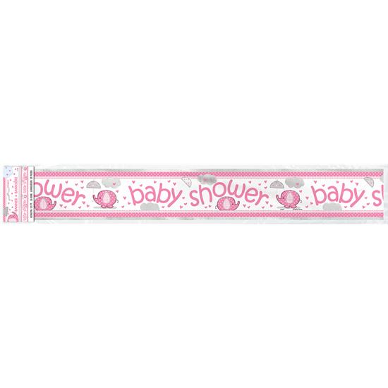 Diverse: Lyserød elefant Baby shower Banner 365 cm