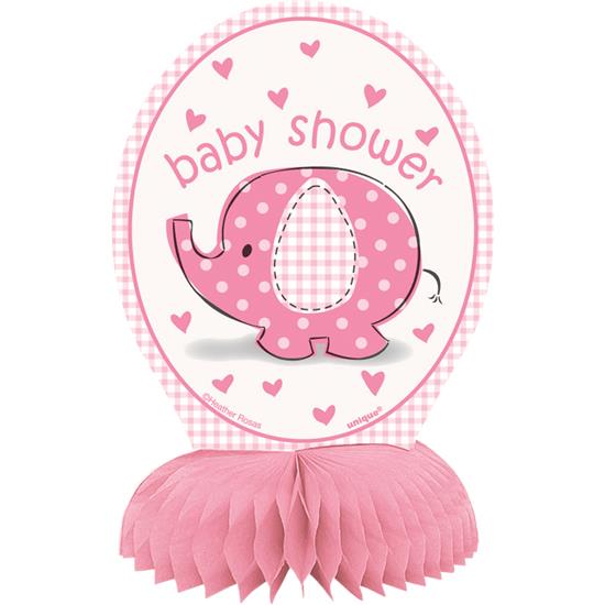 Diverse: Lyserød elefant Honeycomb Baby shower 15 cm 4 styk