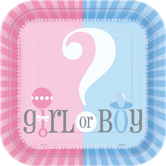 Diverse: Girl or Boy Paptallerkener 22 cm 8 styk