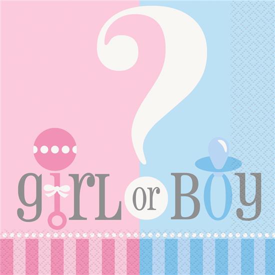 Diverse: Girl or Boy Servietter 33 x 33 cm 20 styk