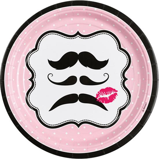 Moustache: Moustache Paptallerkener 23 cm 8 styk