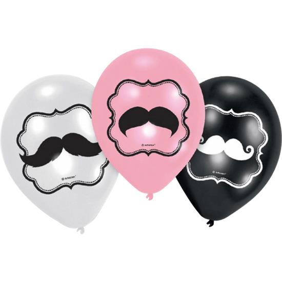 Diverse: Moustache Latex balloner 6 styk