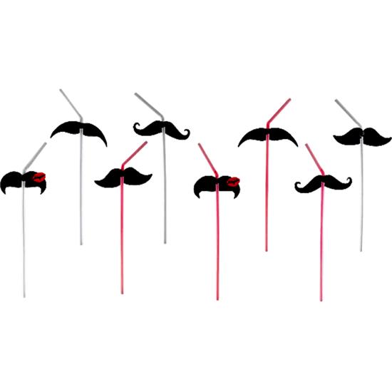 Diverse: Moustache Sugerør 8 styk