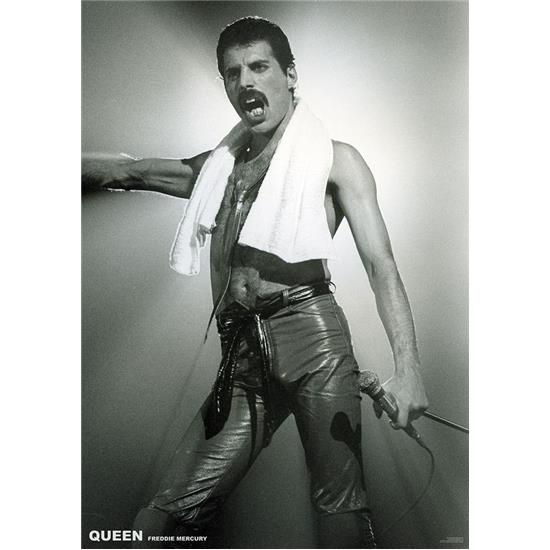Queen: Freddie Mercury Sort/Hvid Plakat