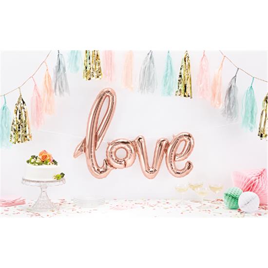 Diverse: Love Folie ballon champagnefarvet 56 cm
