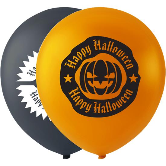 Diverse: Happy Halloween Latex balloner 26 cm 10 styk