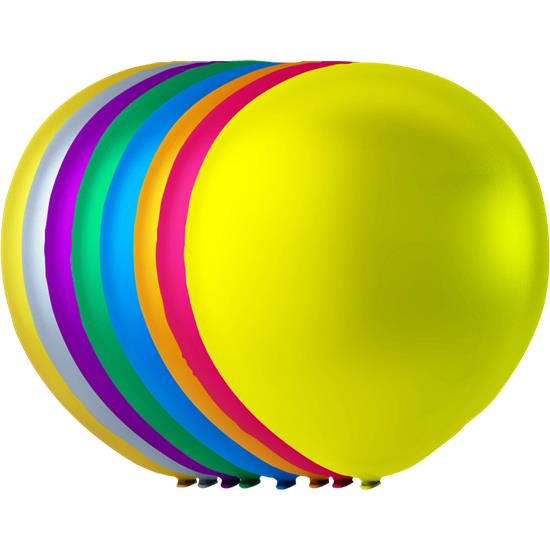 Diverse: Metalliske Latex balloner assorteret farver 23 cm 100 styk