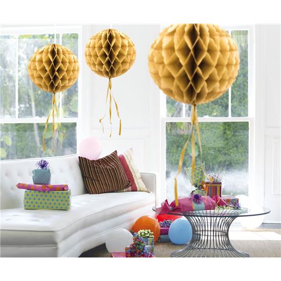 Diverse: Guld Metallic Honeycomb Ø30 cm