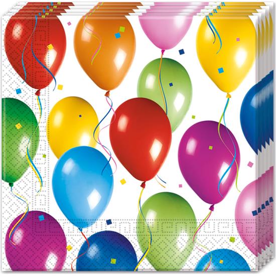 Diverse: Ballon Tema Servietter 33 x 33 cm 20 styk