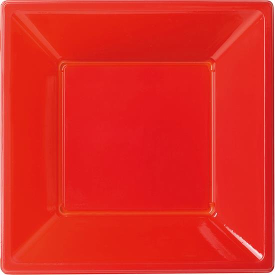 Diverse: Røde Dybe tallerkener 18 x 18 cm 6 styk