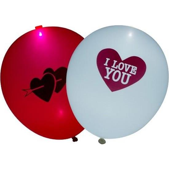 Diverse: LED balloner med hjerteprint 28 cm 5 styk