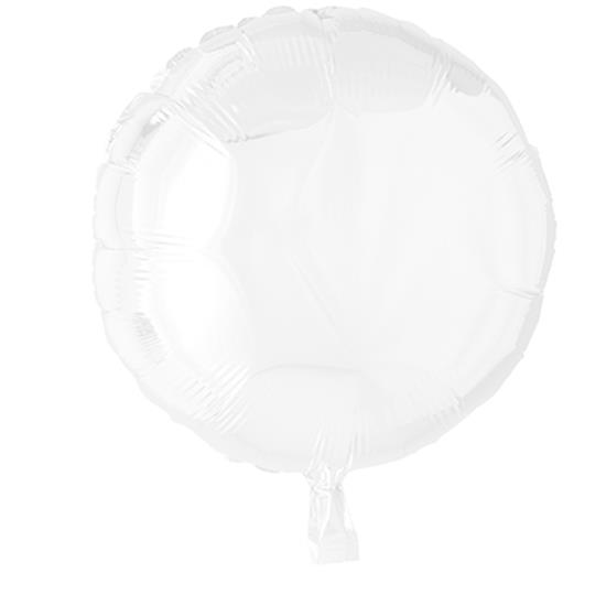 Diverse: Hvid Rund Folie Ballon 46 cm