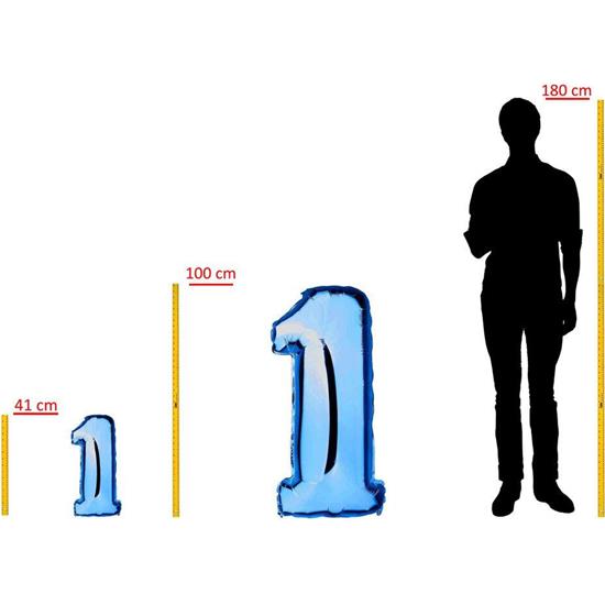 Diverse: Tal balloner Blå 1-tal 100 cm