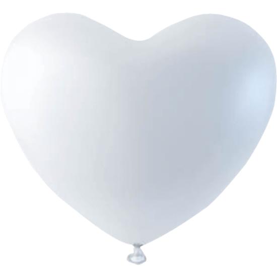 Diverse: Hvid Hjerteballoner 26 cm 6 styk