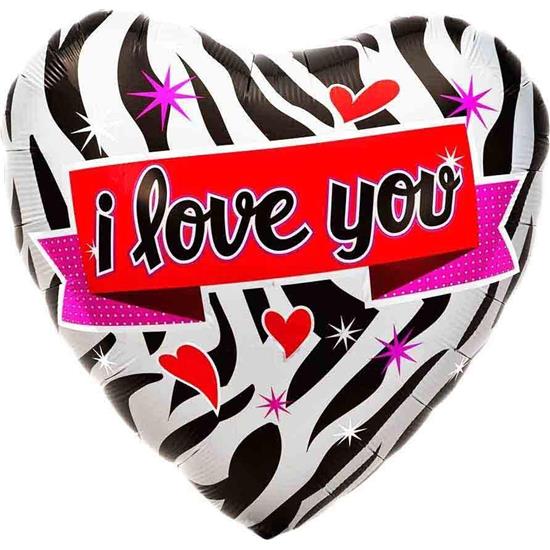 Diverse: Zebra Hjerte I Love You Folie Ballon 46 cm