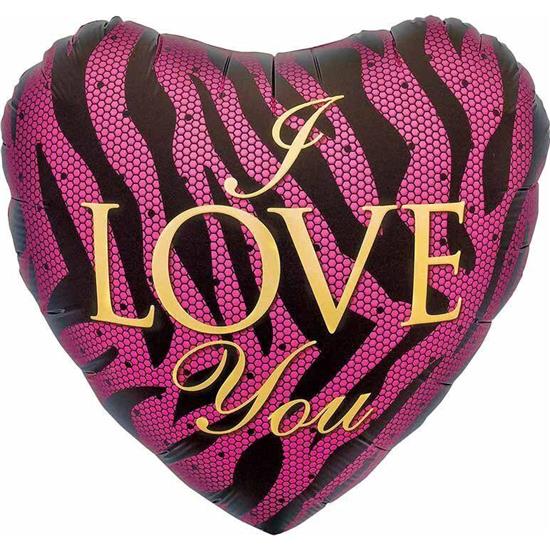 Diverse: Lilla Zebra I Love You Hjerte Folie ballon 46 cm