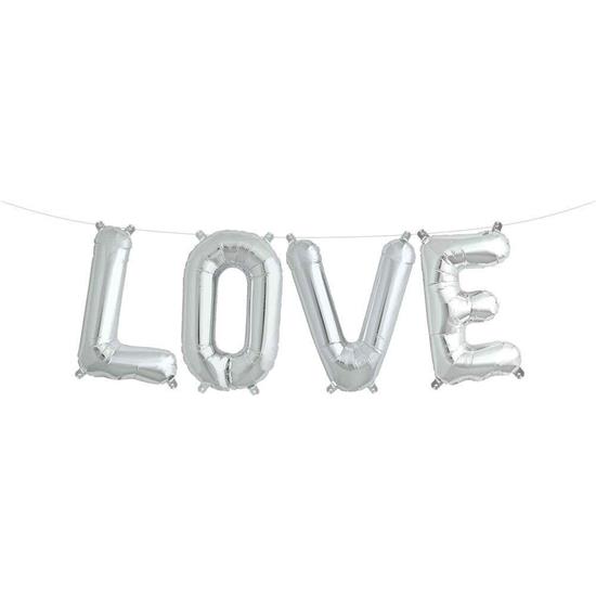 Diverse: LOVE Folie ballon Sølv 41 cm