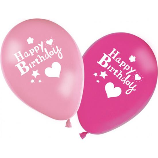 Diverse: Rød Happy Birthday latexballoner 27 cm 8 styk