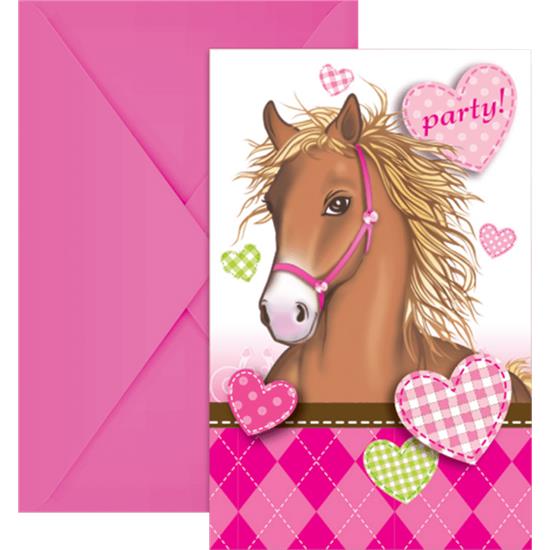 Diverse: Lovely Horse invitationer 6 styk