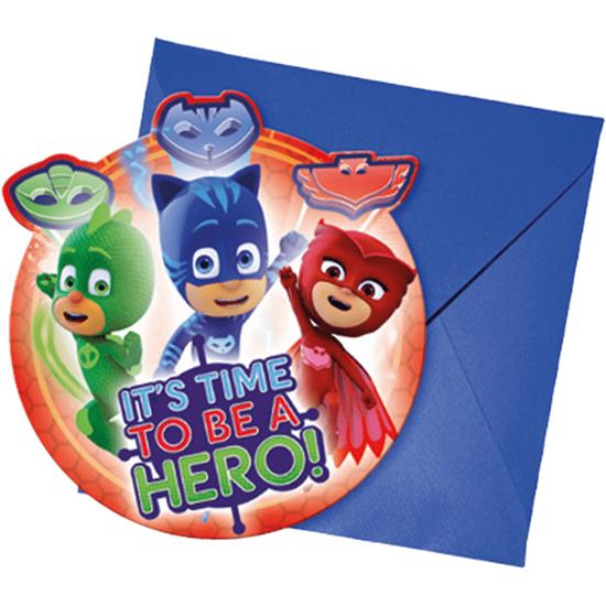 PJ Masks: PJ Masks invitationer 6 styk