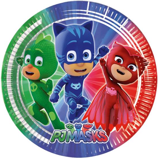 PJ Masks: PJ Masks paptallerkener 20 cm 8 styk